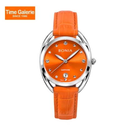 Bonia Women Elegance BNB10821-2327 Orange Leather Strap Casual Watch Bonia Women Elegance BNB10821-2327 Orange Leather Strap Casual Watch