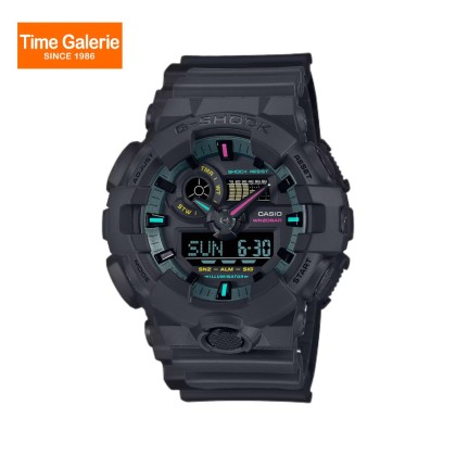 Casio G-Shock Multi-Fluorescent Accents Series GA-700MF-1A Black Resin Band Men Sports Watch