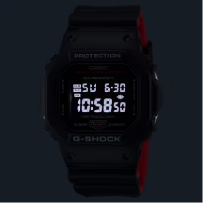 Casio G-Shock DW-5600UHR-1 Digital Black Red Resin Band Men Watch 