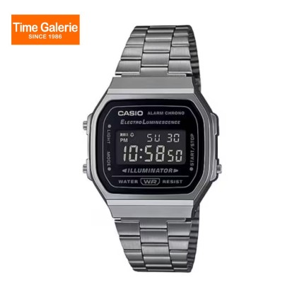 Casio Vintage A168WGG-1B Grey Stainless Steel Band Unisex Watch Casio Vintage A168WGG-1B Grey Stainless Steel Band Unisex Watch