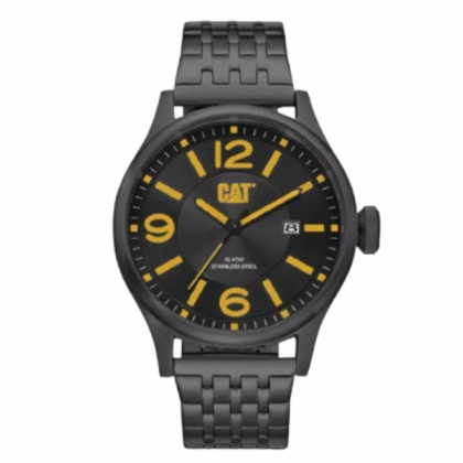 CAT DIAM QB-161-16-137 Black Yellow Stainless Steel l Analog Watch