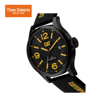 Caterpillar DIAM QB-161-27-137  Yellow Black Silicone Strap l  Analog Watch 