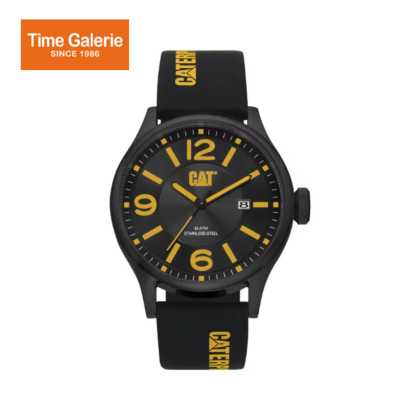 Caterpillar DIAM QB-161-27-137  Yellow Black Silicone Strap l  Analog Watch 