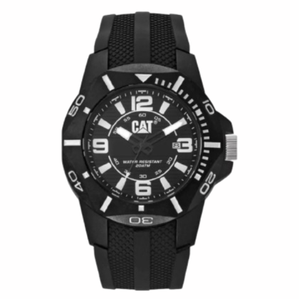 CAT Diver LR-161-21-131  Black & White  Silicone Strap  Analog Digital