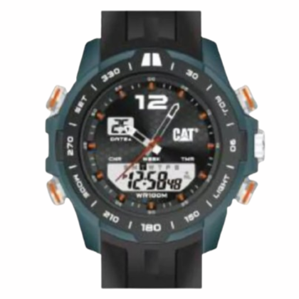 CAT HORIZON MH-155-21-138 Black Silicone Strap Analog Digital Watch CAT HORIZON MH-155-21-138 Black Silicone Strap Analog Digital Watch