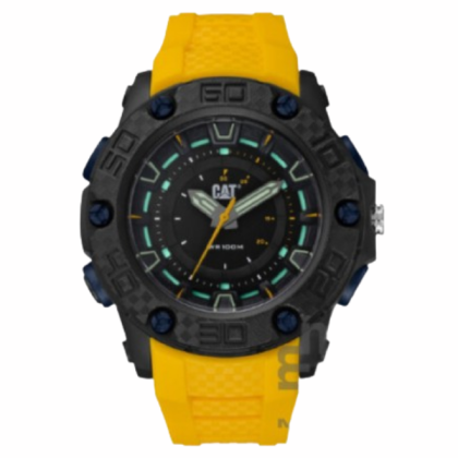 CAT P10 LU-160-27-126 Black Yellow Silicone Strap Analog Watch 100M WR CAT P10 LU-160-27-126 Black Yellow Silicone Strap Analog Watch 100M WR