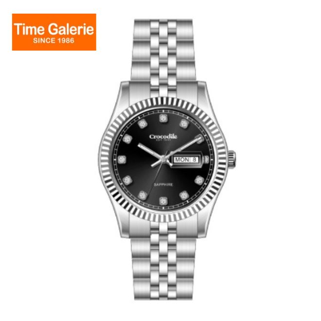 Crocodile Black Dial Stainless Steel Men Watch