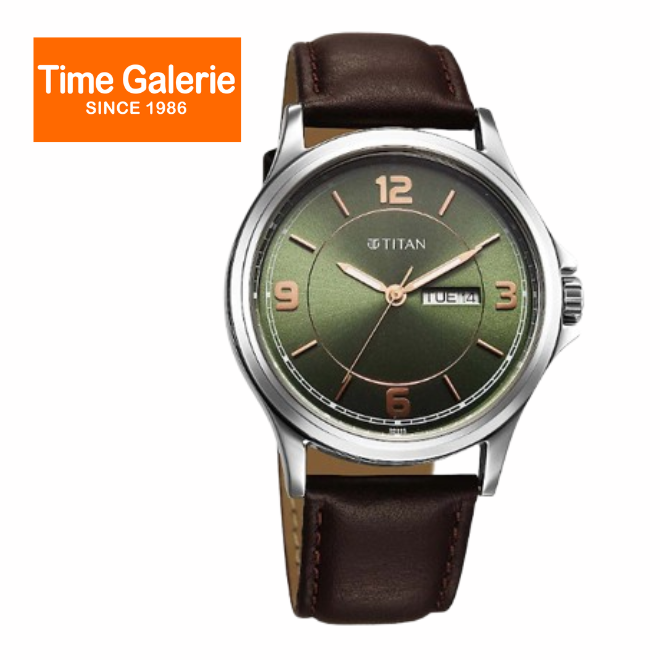 Titan Neo Arabic 1870SL12 Green Dial Leather Strap Analog Men Watch