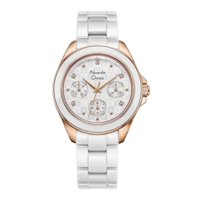 Alexandre Christie ALCW2A70BFBRGSL Rose Gold Stainless Steel Case White ...