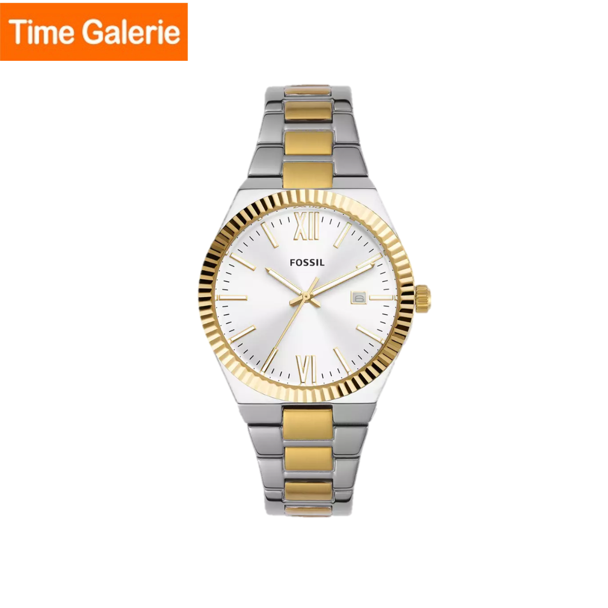 Fossil ES5259 Scarlette Three-Hand Date Two-Tone Stainless Steel Women ...